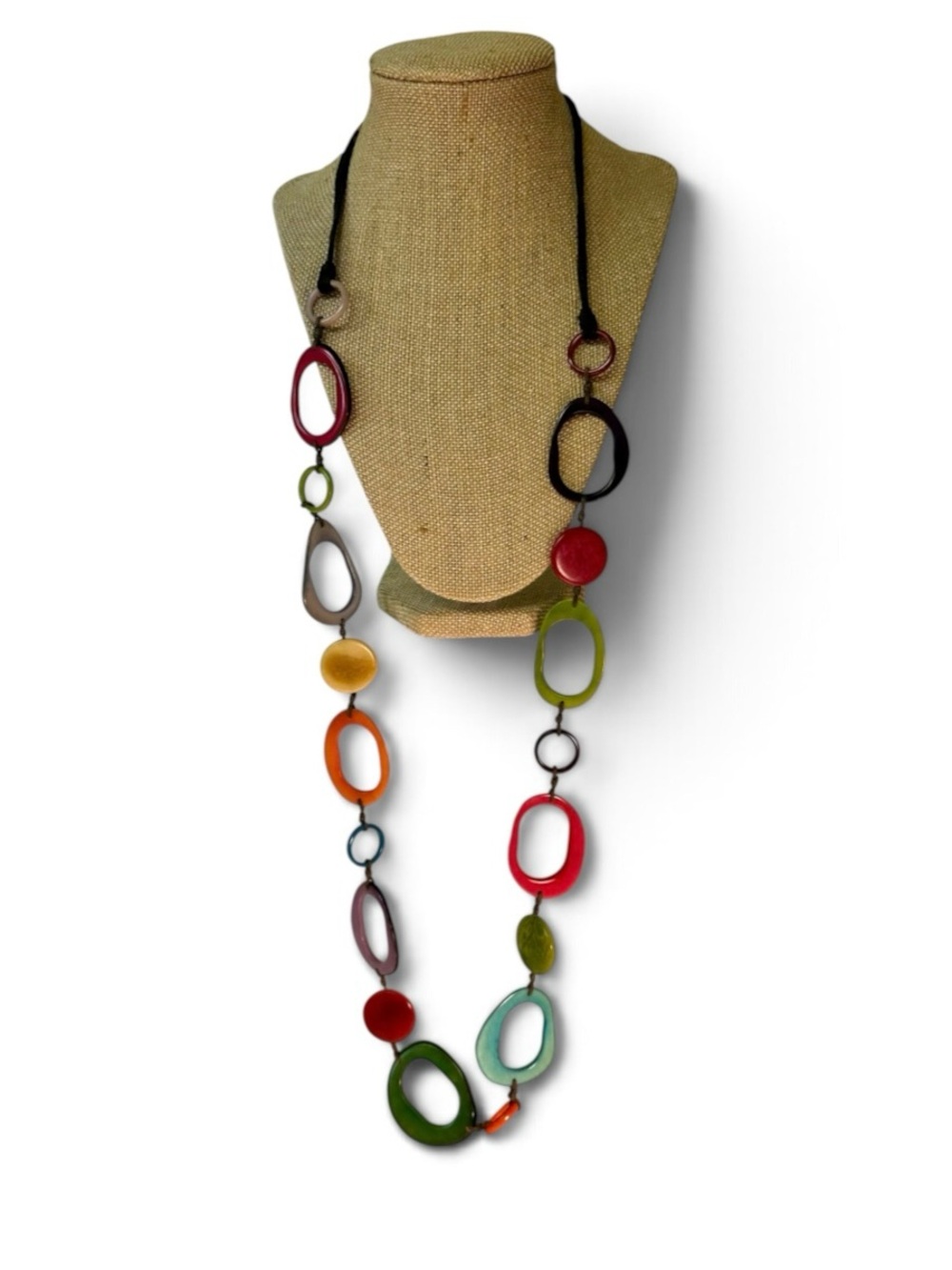 Multicolor Tagua Nut Link Long Necklace - Women Jewelry